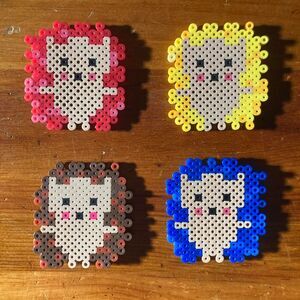 Multicolored Hedgehogs Perler Bead Figures Set